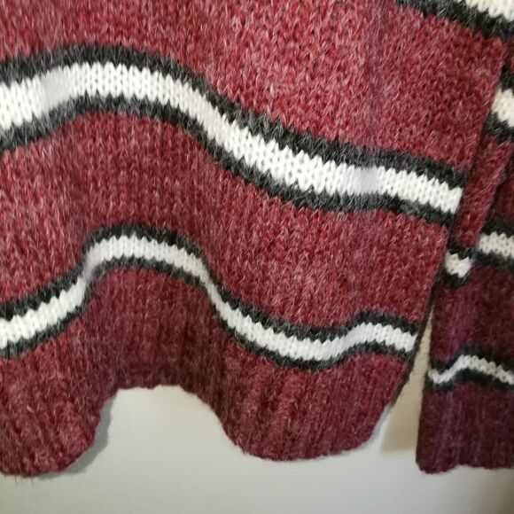 Stripes Burgundy & White Casual Knitted Crewneck Sweater NWT Size Large - Picture 5 of 14